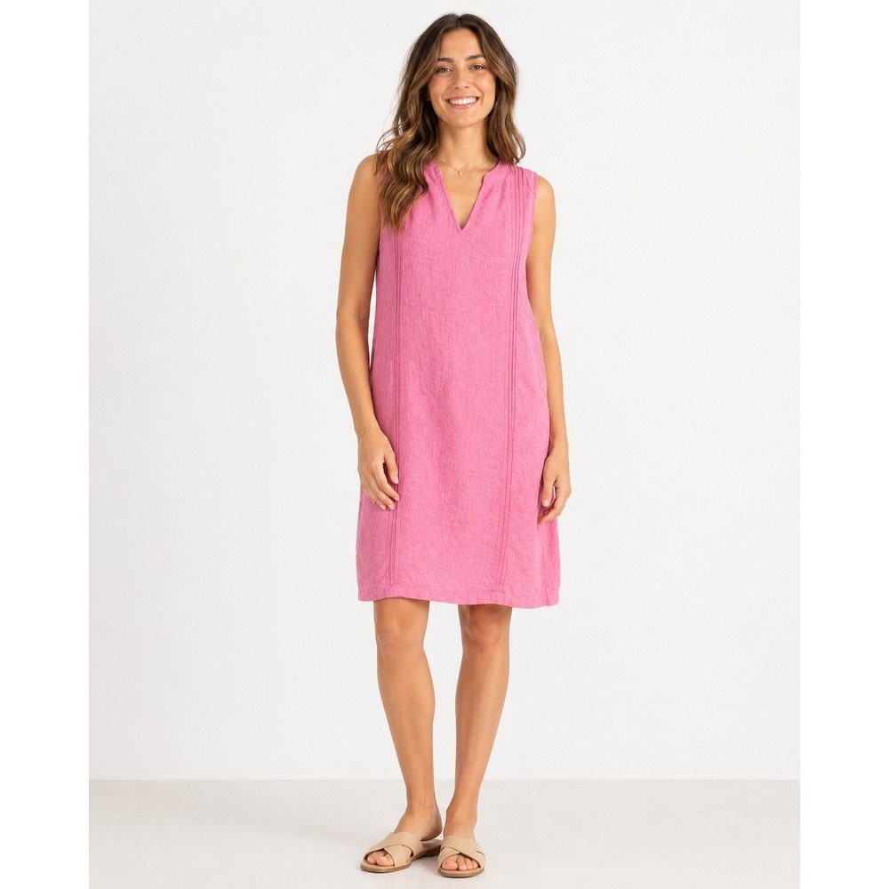 SIGRID OLSEN‎ 100% Linen Pintuck Pleated Shift Dress Petal Pink NWT Sz XL